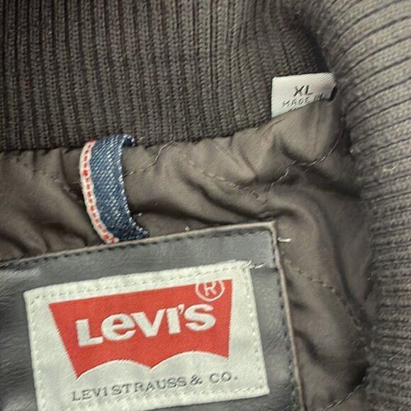 Levi's Faux Leather Distressed Aviator Jacket Pockets Vent Brown Size X Large XL - Picture 11 of 16